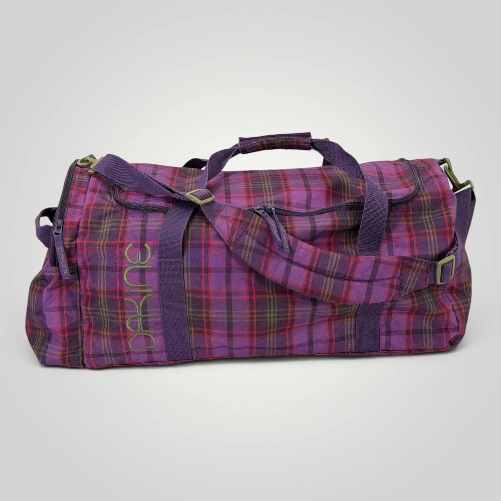 Dakine EQ Large Duffel Bag 26 Purple Plaid Travel Gym Overnight Bag